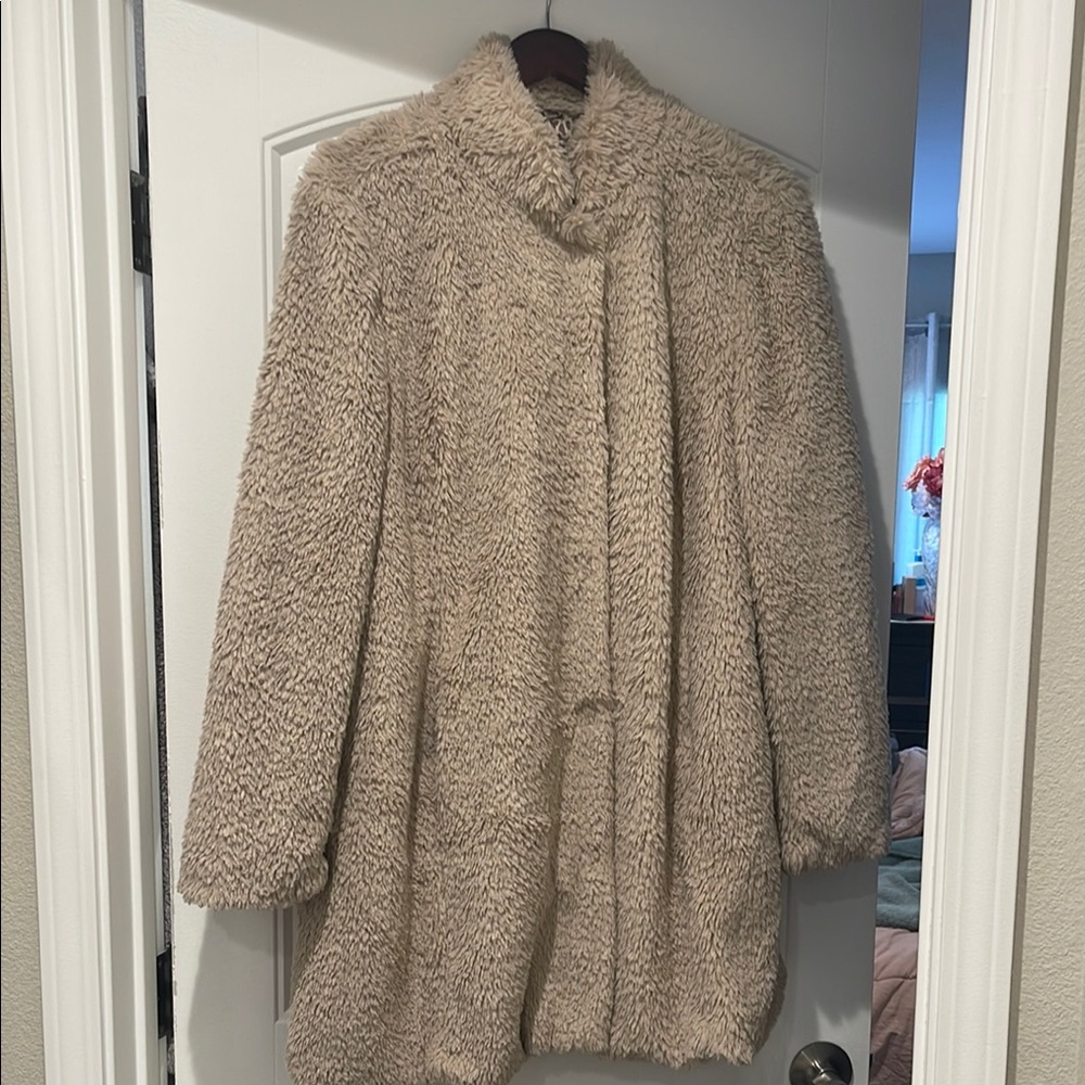 Kenneth Cole New York Women's Cream Faux Fur Coat